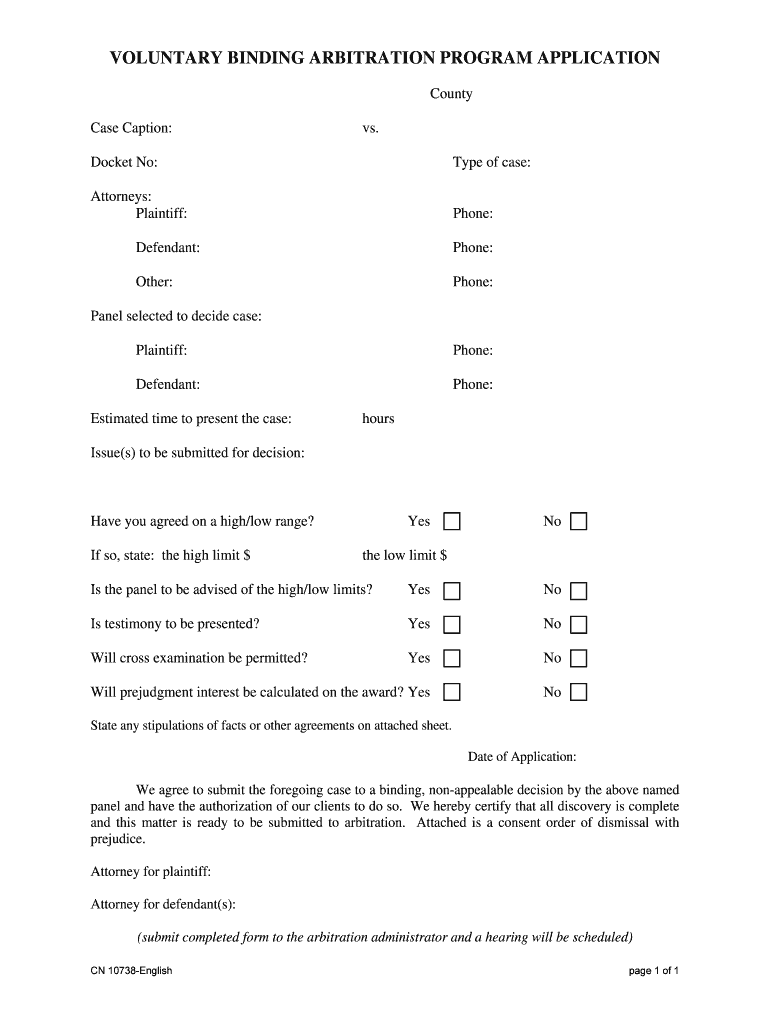 Mandatory Arbitration Oregon State Bar  Form