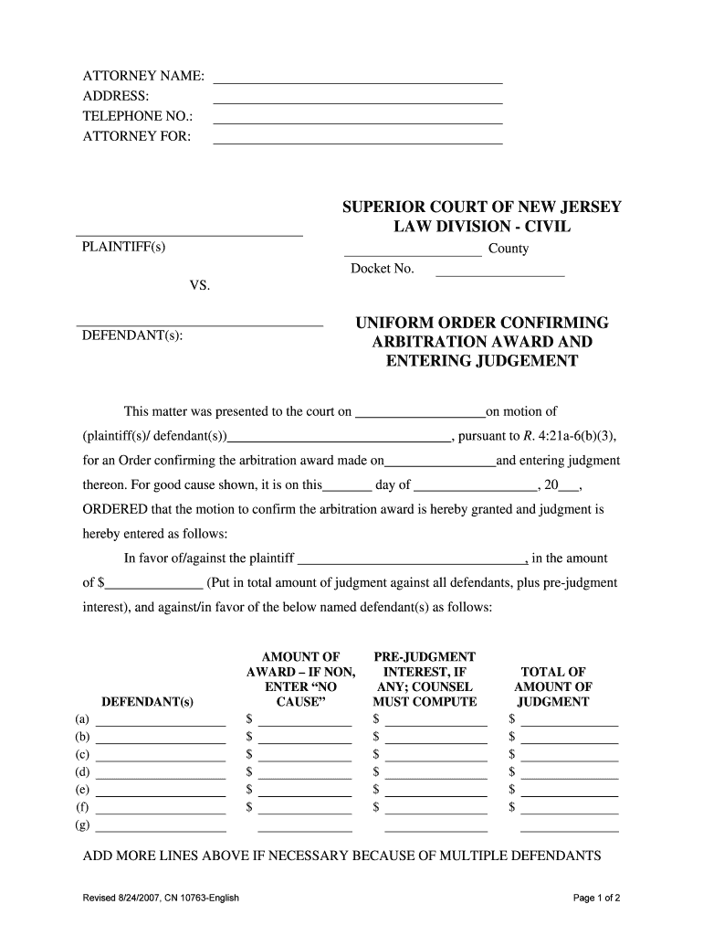 LAW DIVISION CIVIL  Form