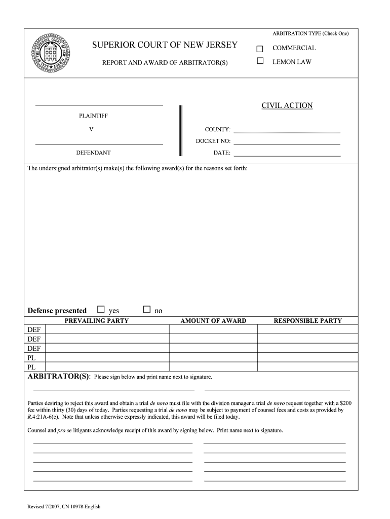 Title 10, 1169 State Motor Vehicle Dispute Arbitration and  Form