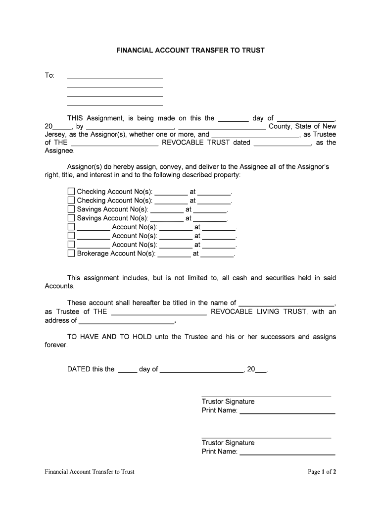 Instructions for Transferring Assets to Your Trust Interactive  Form