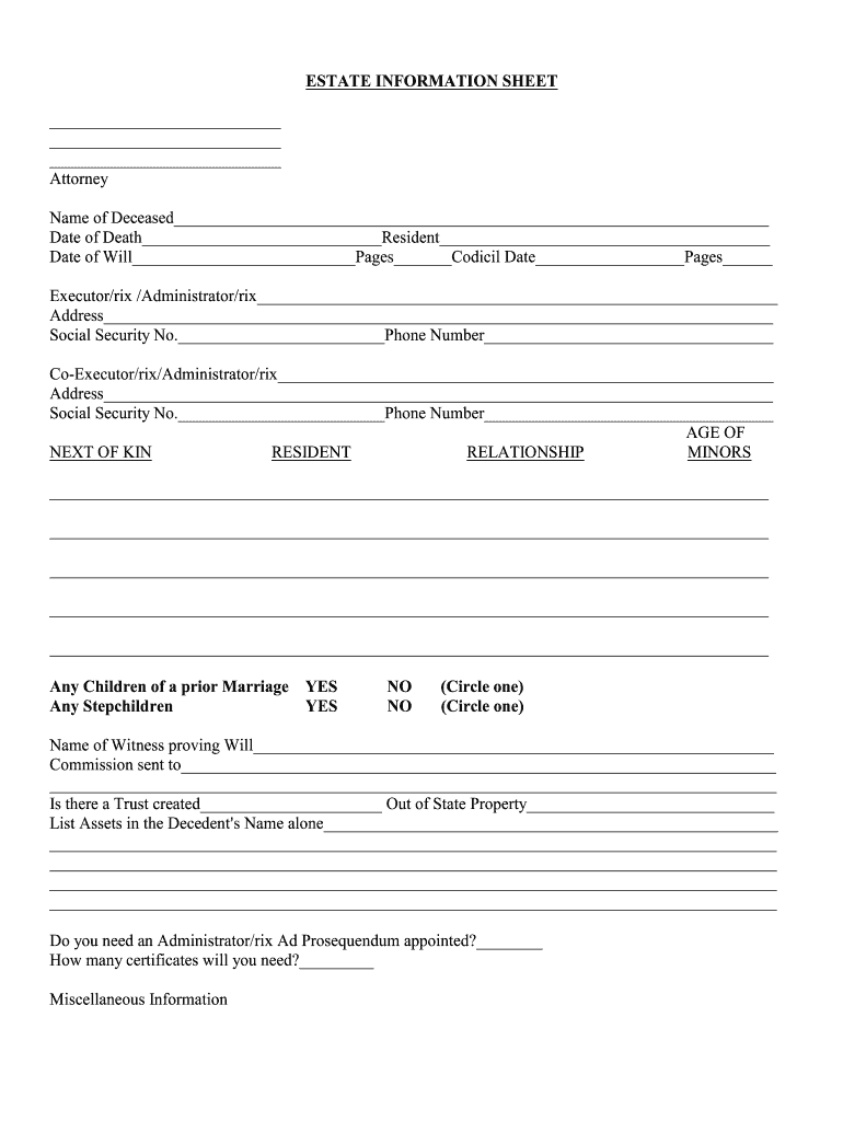 Date of DeathResident  Form