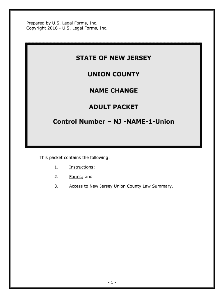 Union County New Jersey Name Change Name Change  Form