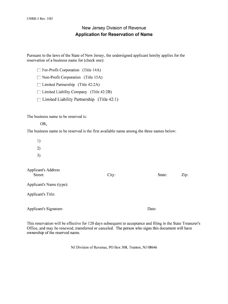 Pursuant to the Laws of the State of New Jersey, the Undersigned Applicant Hereby Applies for the  Form