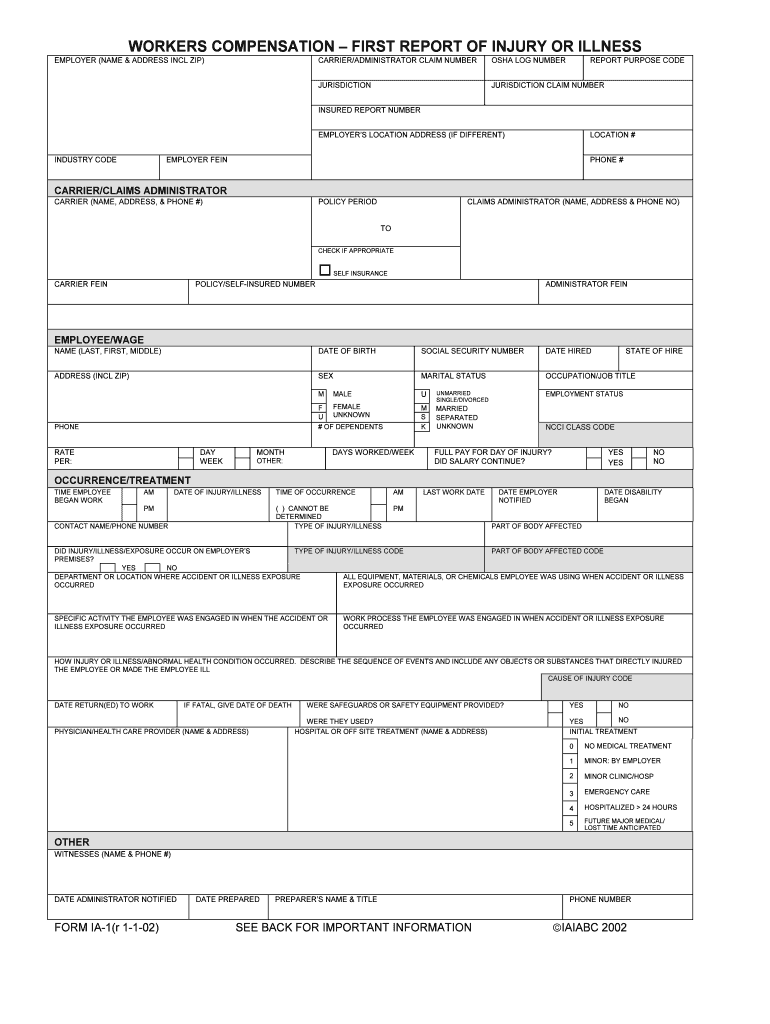 Bill of Sale Form South Carolina First Report of Injury or Illness