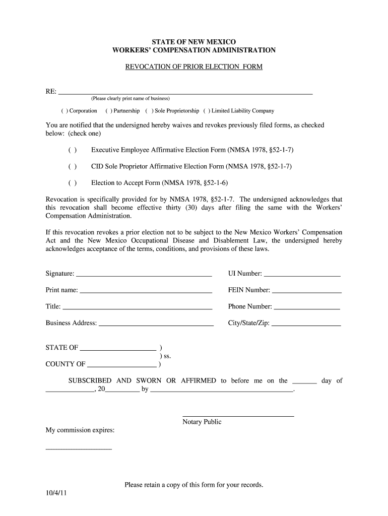 Executive Employee Exclusion Form New Mexico Mutual