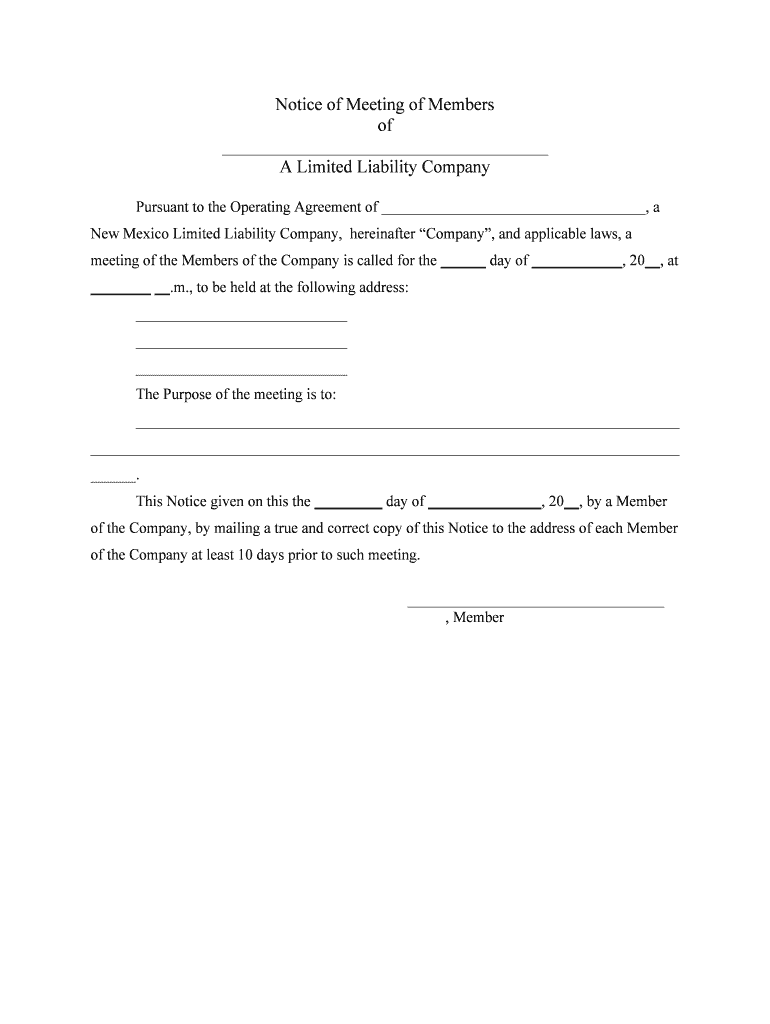 New Mexico Limited Liability Company, Hereinafter Company, and Applicable Laws, a  Form