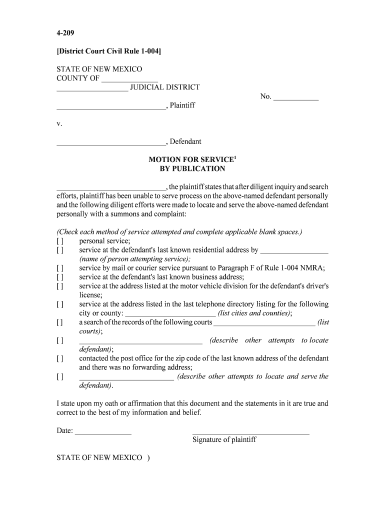 District Court Civil Rule 1 004  Form