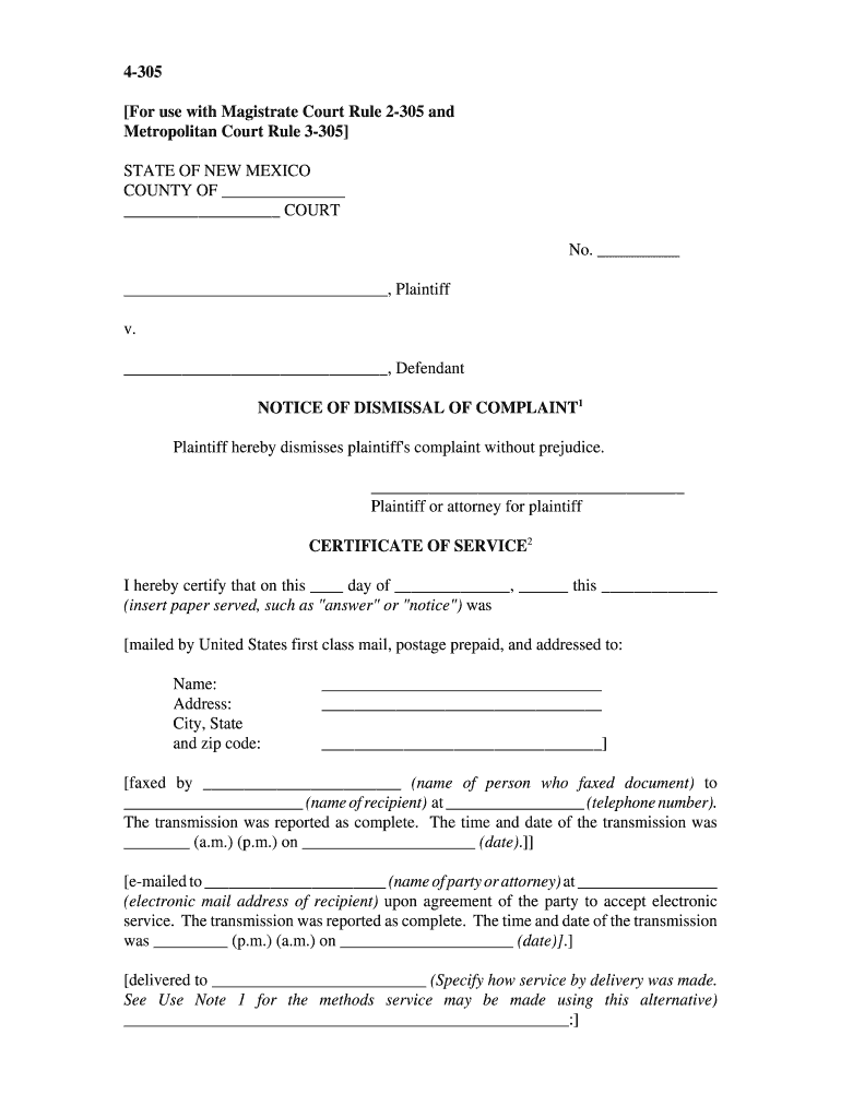 For Use with Magistrate Court Rule 2 305 and  Form
