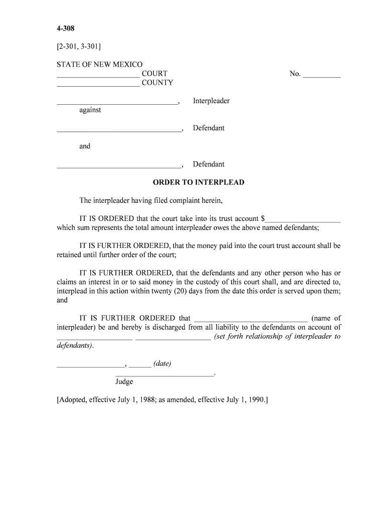 Rule 1 022 Interpleader, N M R Civ P Dist Ct 1 Casetext  Form