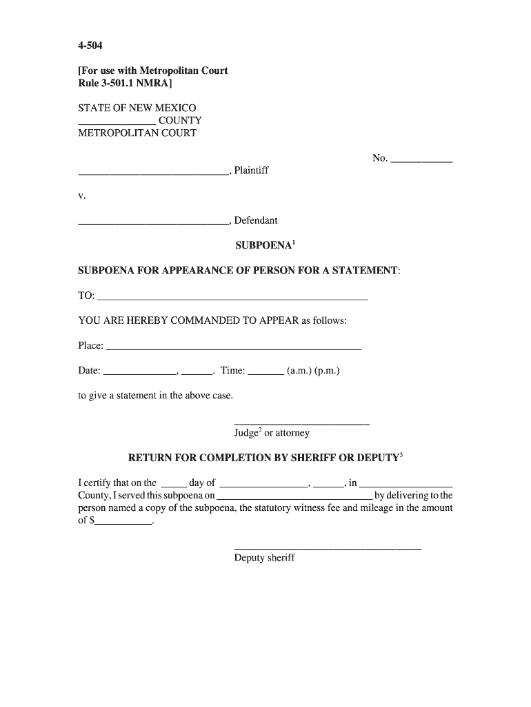 For Use with Metropolitan Court  Form