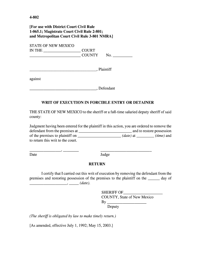 1; Magistrate Court Civil Rule 2 801;  Form
