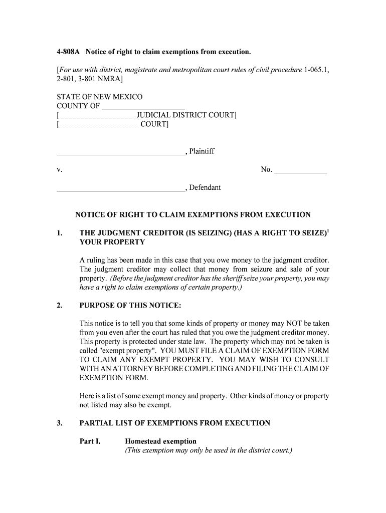 Fillable Online Nmcompcomm 4 808A Notice of Right to Claim  Form