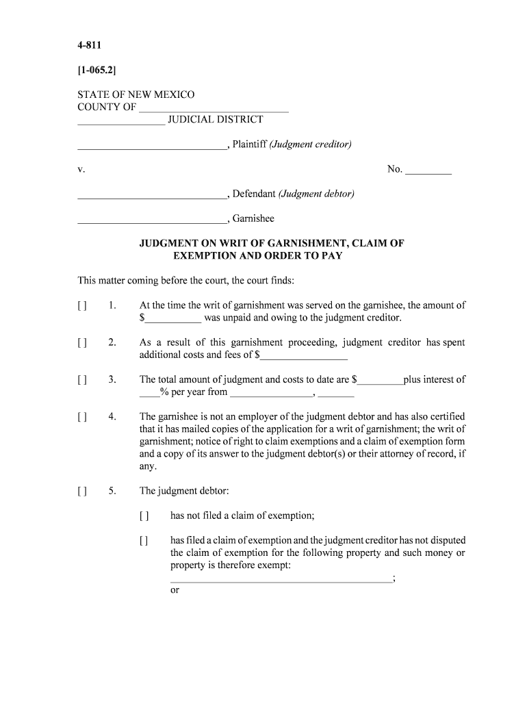 , Plaintiff Judgment Creditor  Form