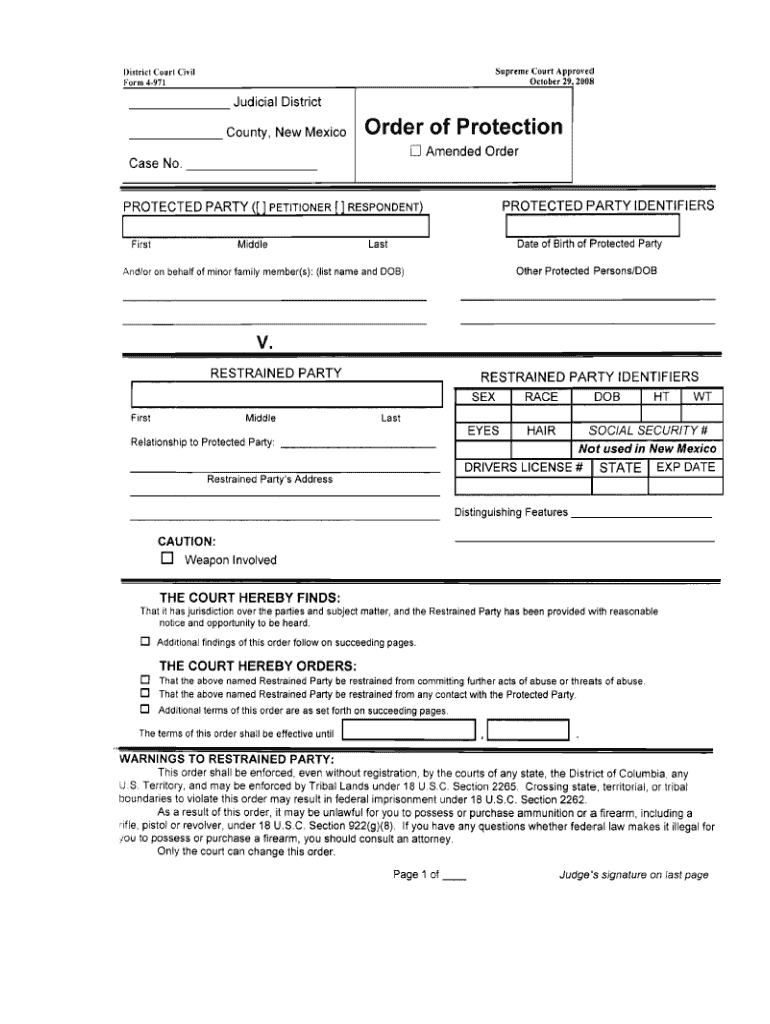 Order of Protection Against Petitioner 4 971Pdf Fpdf  Form