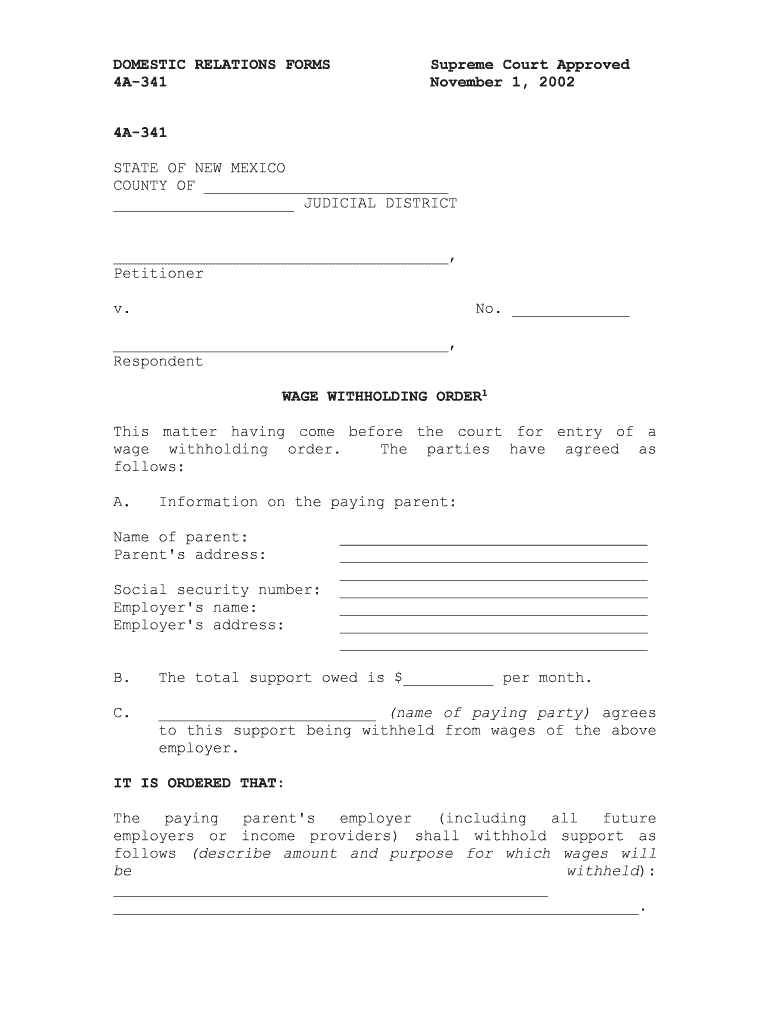WAGE WITHHOLDING ORDER1  Form