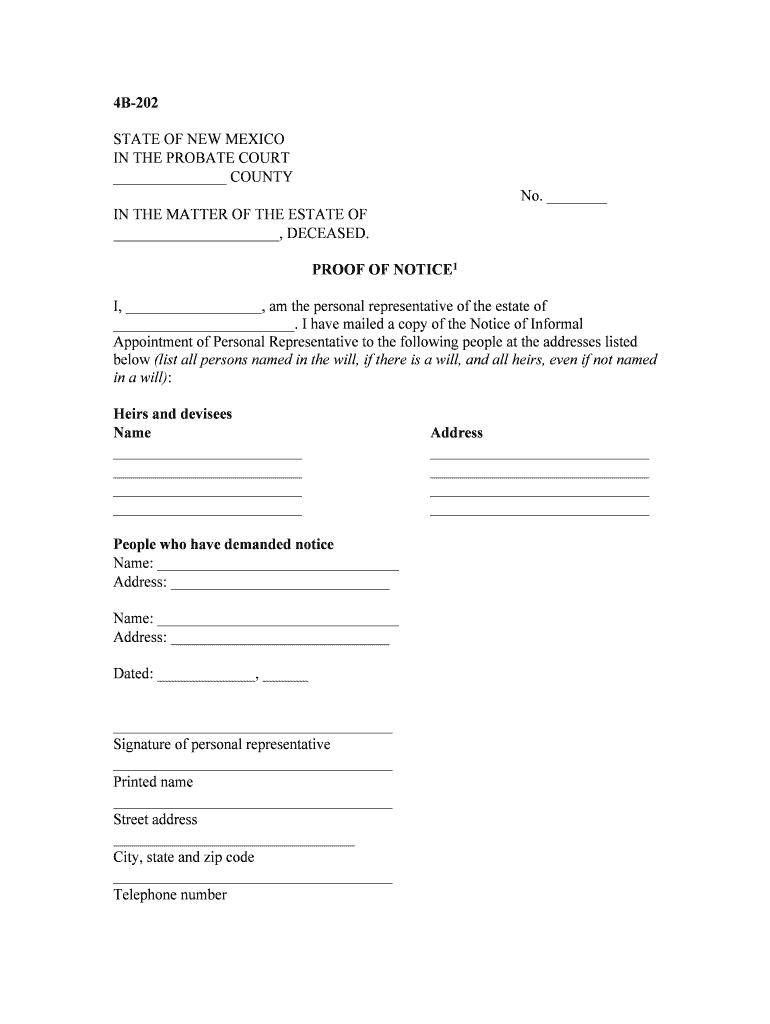 Rule 4B 202 Proof of Notice, N M Prob Ct Forms Casetext