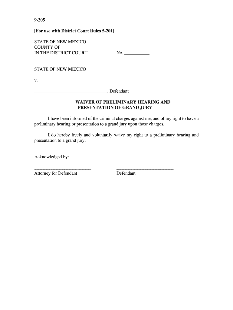 For Use with District Court Rules 5 201  Form