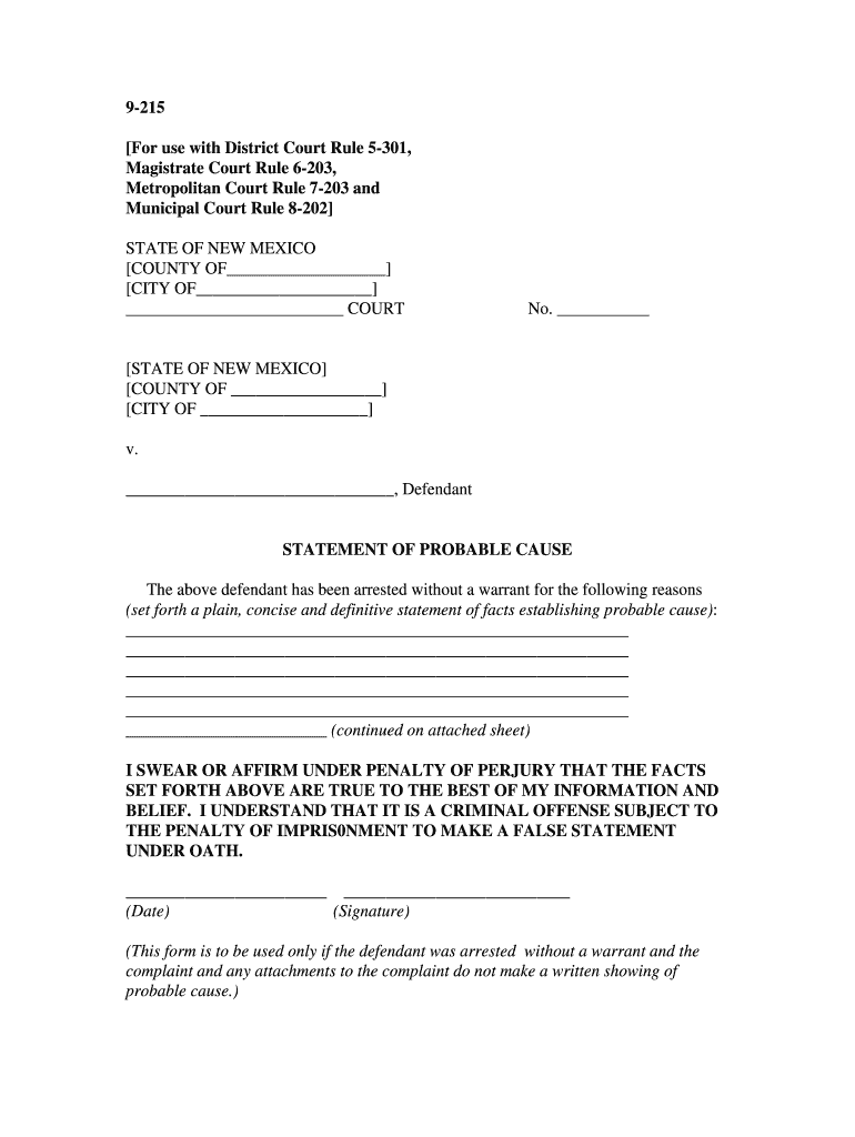 For Use with District Court Rule 5 301,  Form