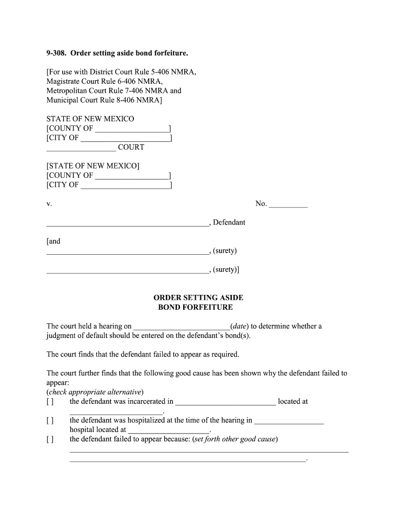 Fillable Online Order Setting Aside Bond Forfeiture Fax Email Print  Form