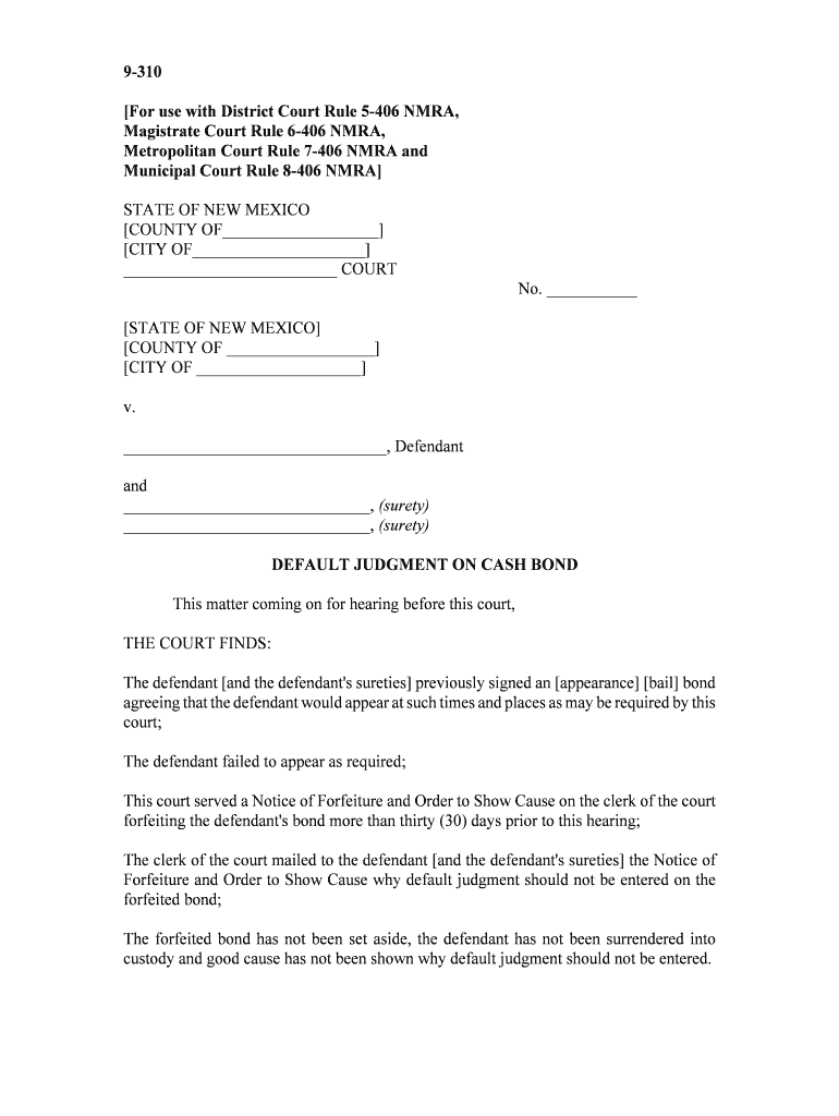 For Use with District Court Rule 5 406 NMRA,  Form
