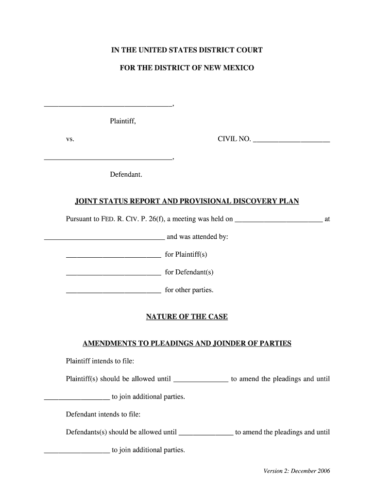 Sample Form 29 Federal Judicial Center