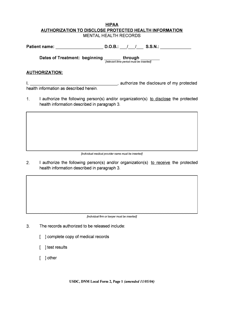 D O B S S N through AUTHORIZATION  Form