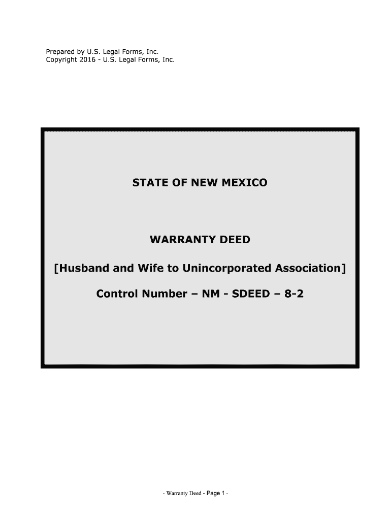 Husband and Wife to Unincorporated Association  Form