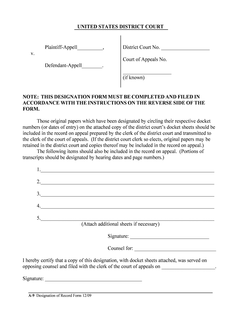 Defendant Appell  Form