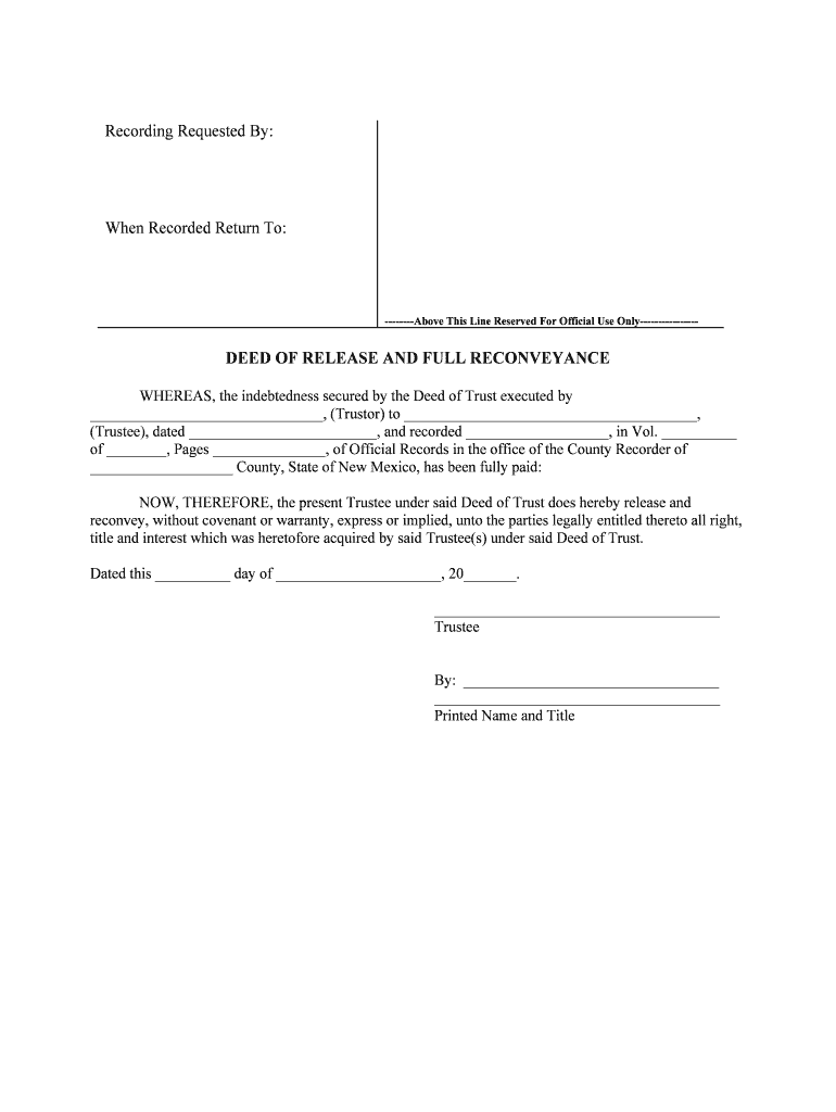 Space above This Line for Recorder's Use Only DEED of TRUST  Form
