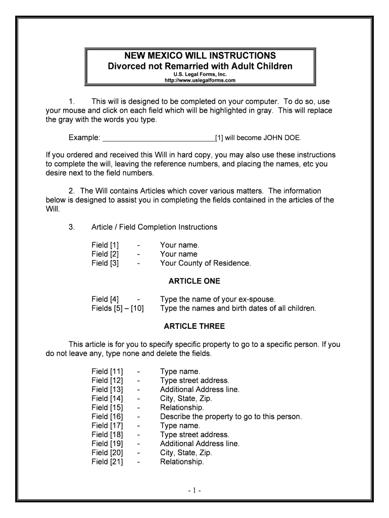 New Mexico Last Will and Testament US Legal Forms