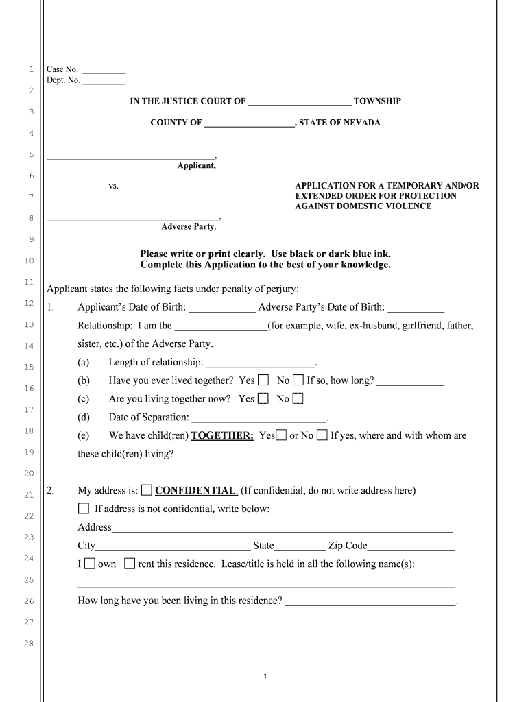 Las Vegas Justice Court Township  Form
