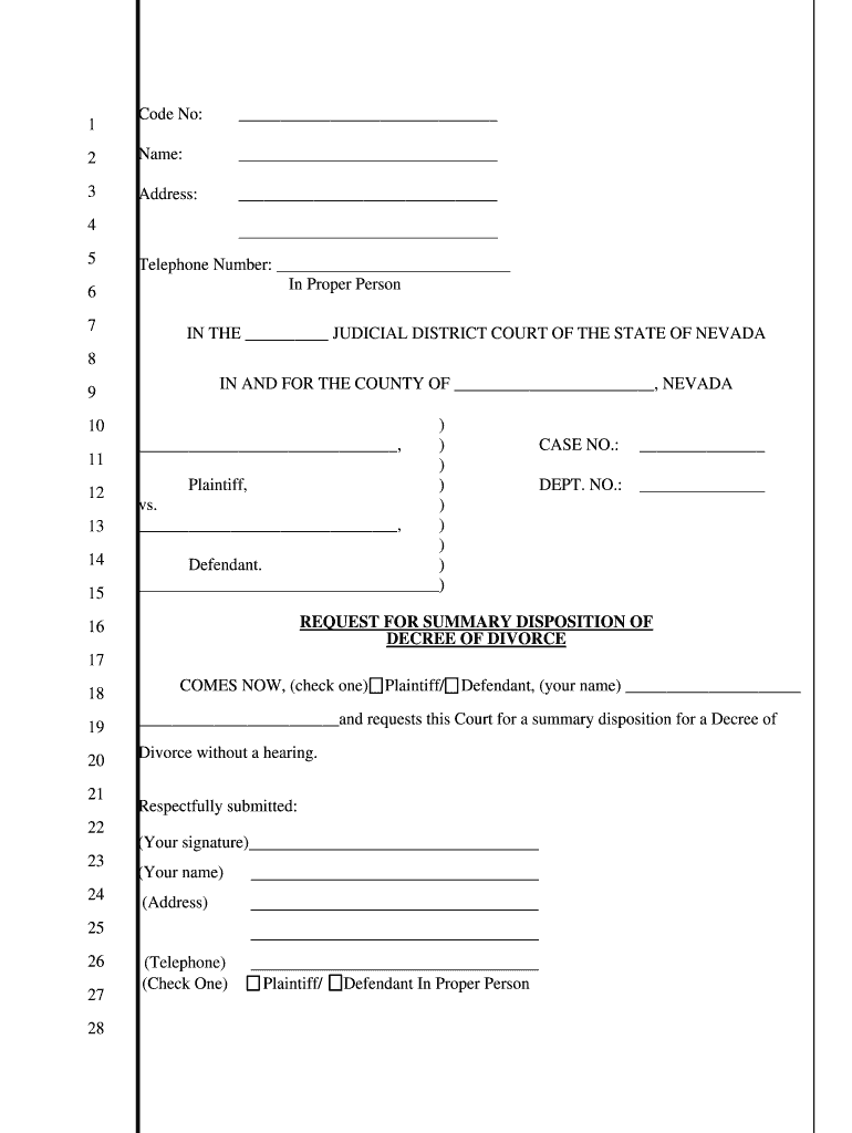 Code No 1 2 in the JUDICIAL DISTRICT COURT of the STATE  Form