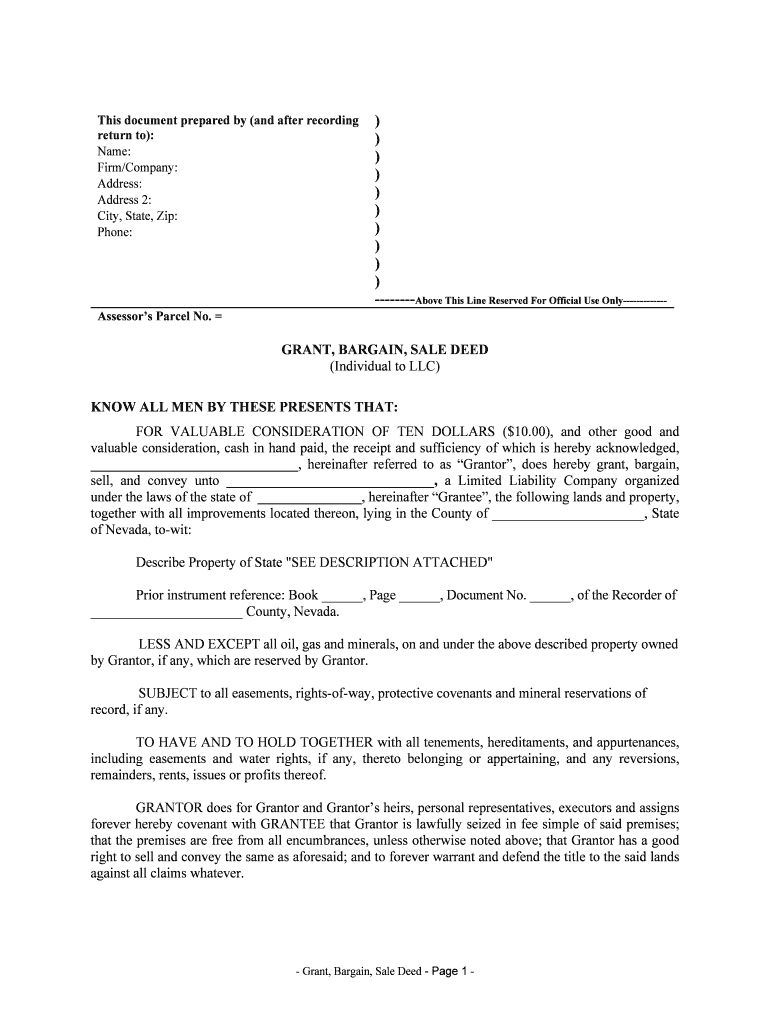 Sell, and Convey Unto , a Limited Liability Company Organized  Form