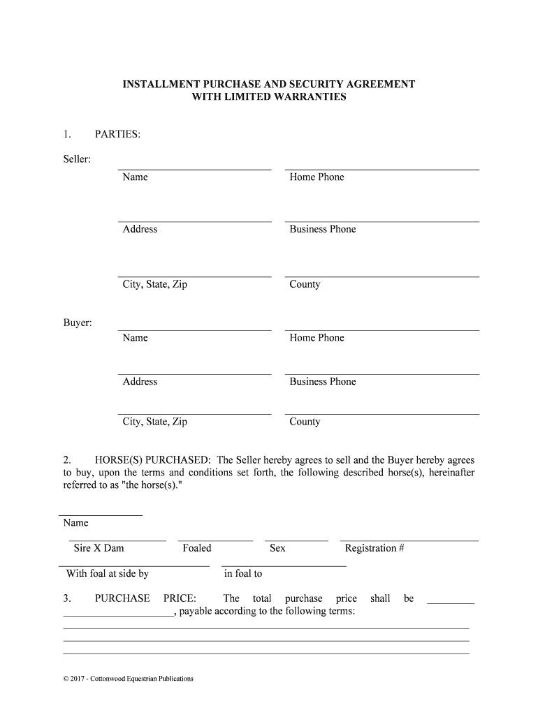 The Horses to Seller  Form
