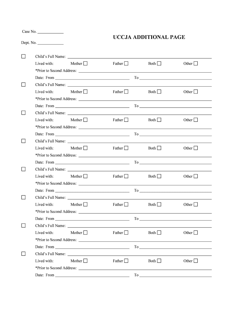 UCCJA ADDITIONAL PAGE  Form