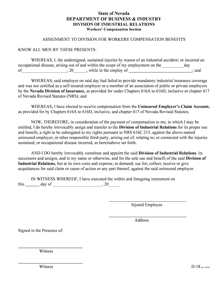 State of Nevada DEPARTMENT of BUSINESS &amp;amp;amp; INDUSTRY DIVISION  Form