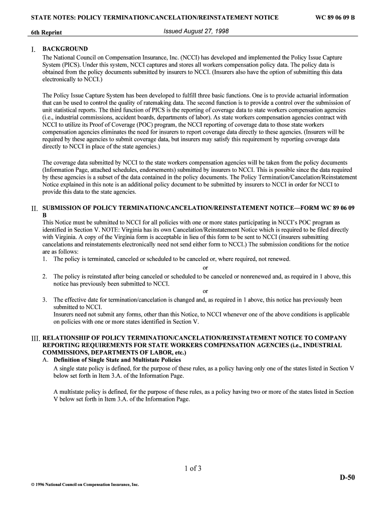 WCPOLS Policy File Submission and Processing NCCI  Form