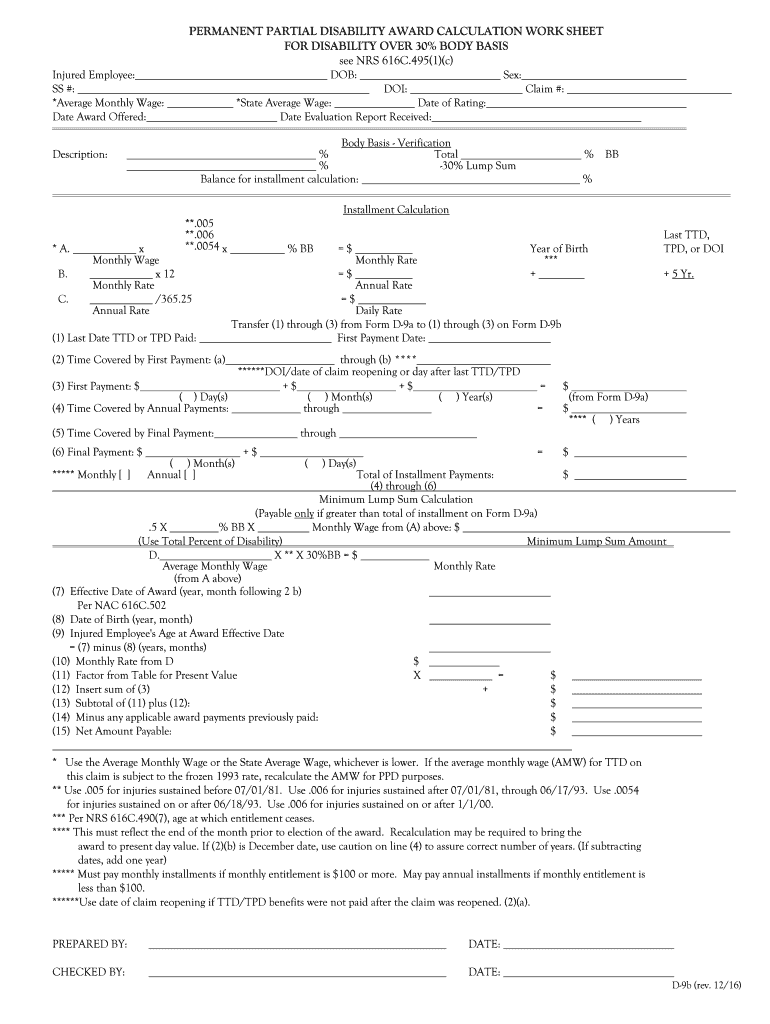 For DISABILITY over 30% BODY BASIS  Form