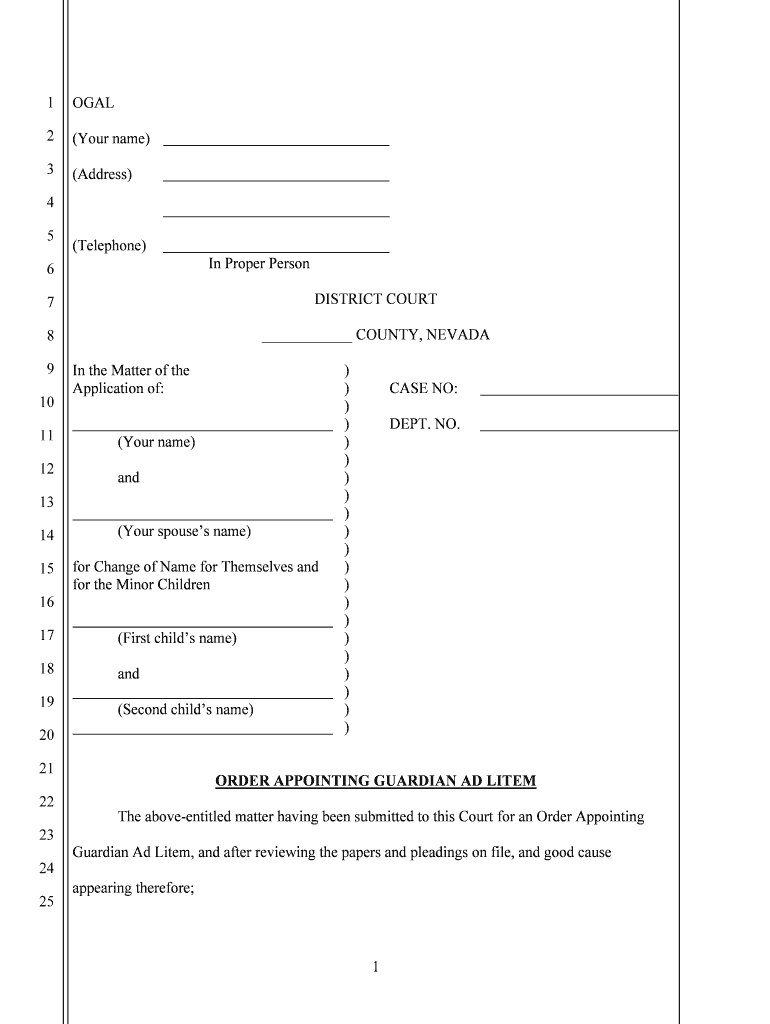 The above Entitled Matter Having Been Submitted to This Court for an Order Appointing  Form