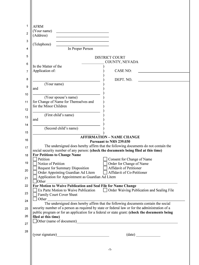 AFFIRMATION NAME CHANGE  Form