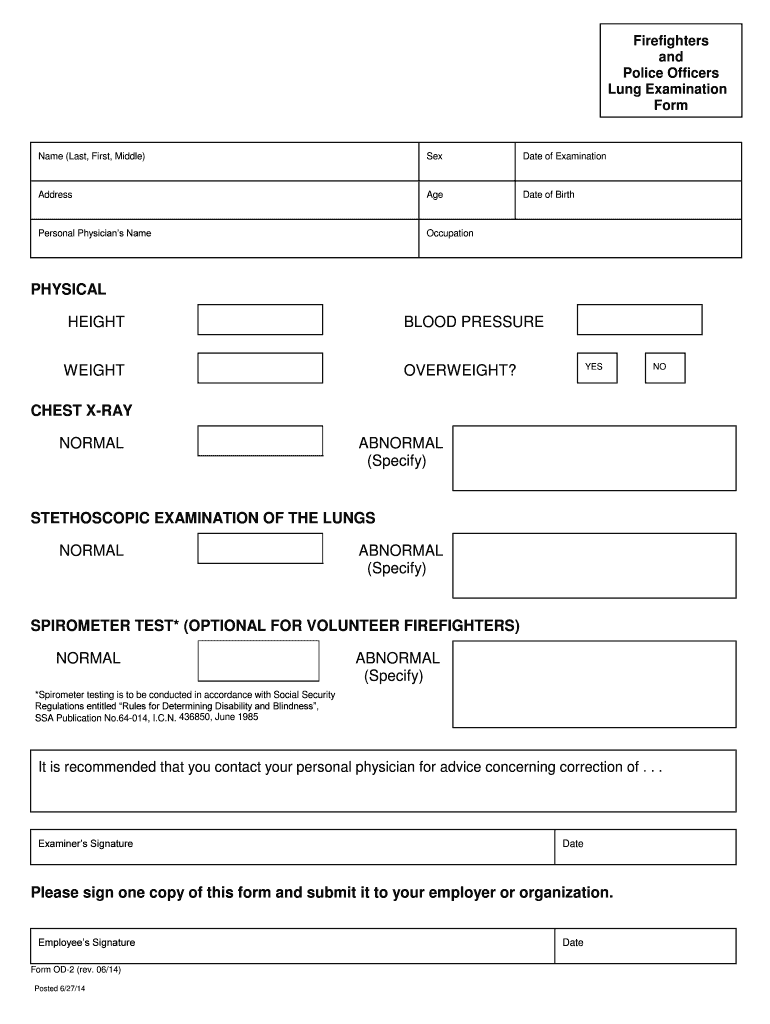 Justia Firemen and Police Officers Lung Examination Form