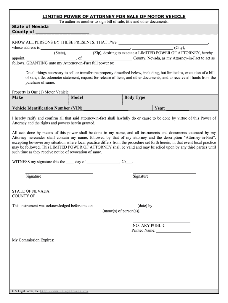 Appoint, , of County, Nevada, as My Attorney in Fact to Act as  Form