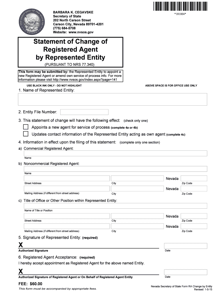 a CommercialRegisteredAgent  Form