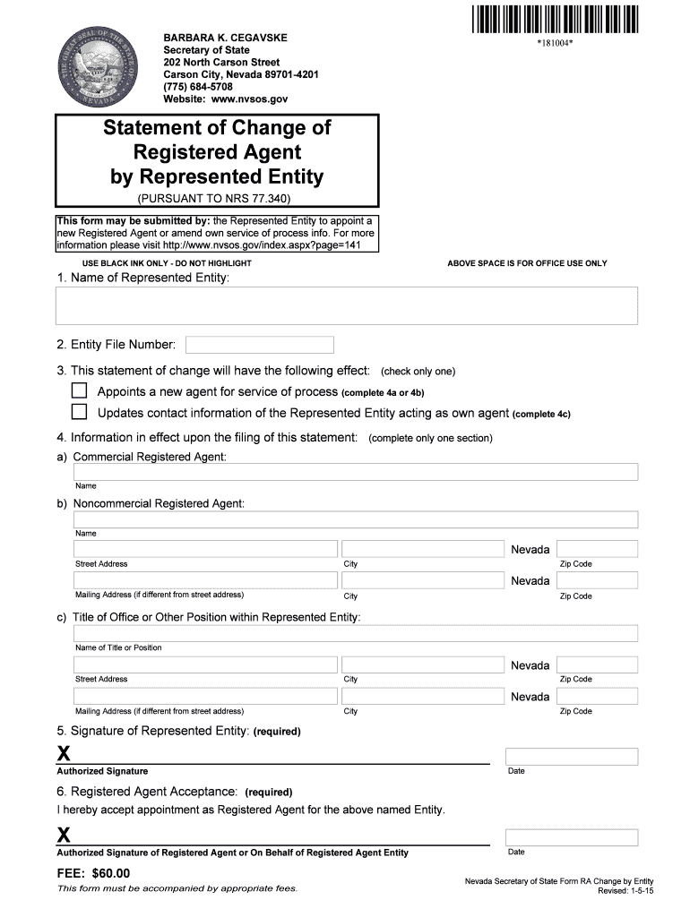 A CommercialRegisteredAgent  Form