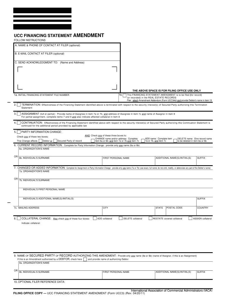 UCC FINANCING STATEMENT AMENDMENT Pg65  Form