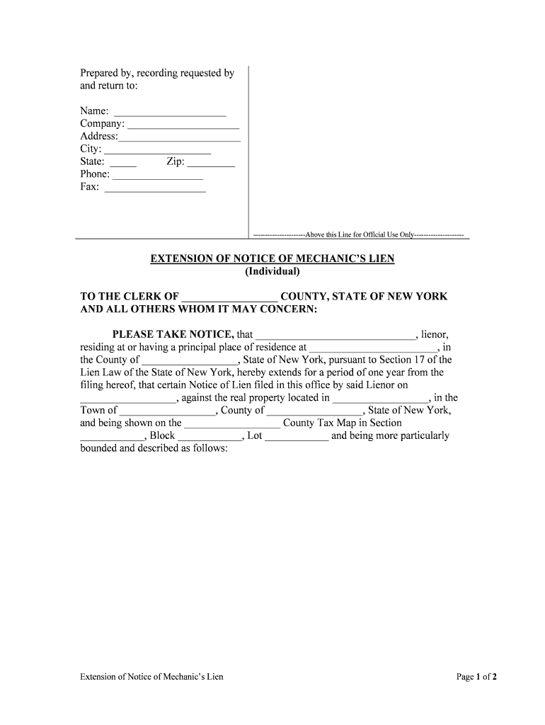 To the CLERK of COUNTY, STATE of NEW YORK  Form