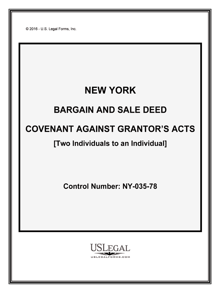 Bargain and Sale Deed Without Covenant Against Grantor's Acts  Form