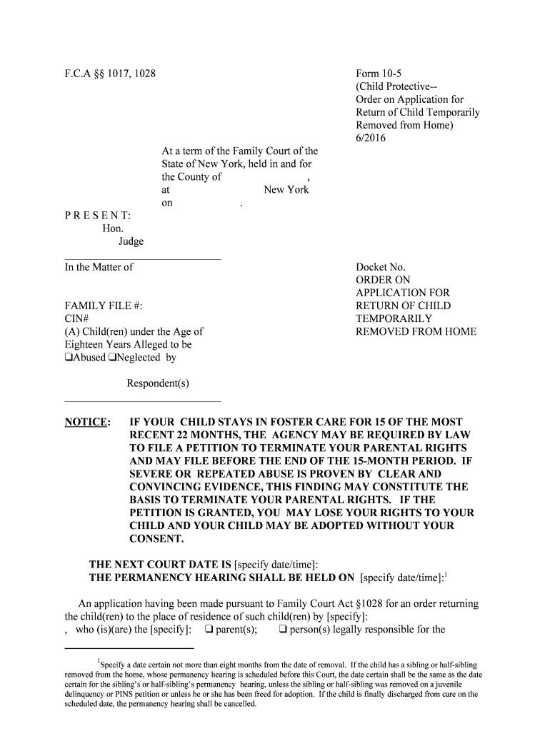 Fillable Online 1017, 1028 Form 10 5 Child Protective Order on