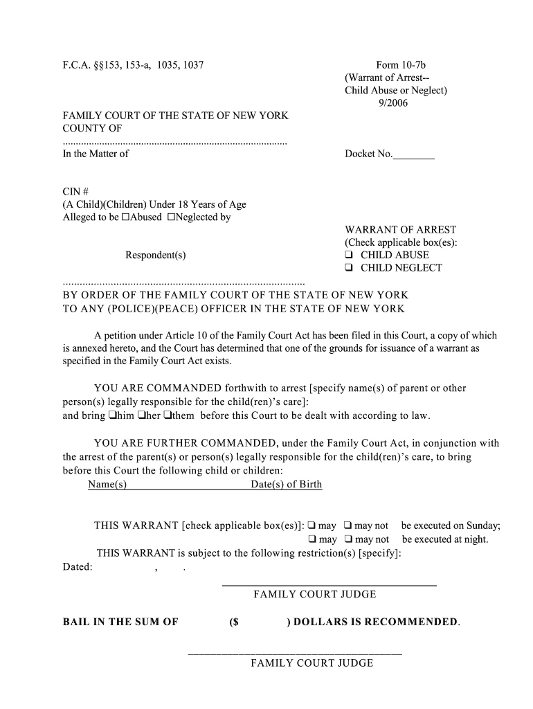 Justia Warrant of Arrest Child Abuse or Neglect New  Form