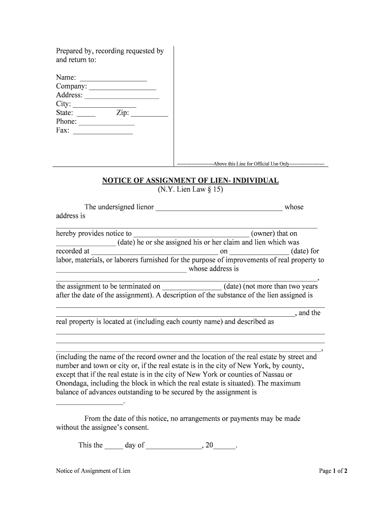 Lien Law 15  Form